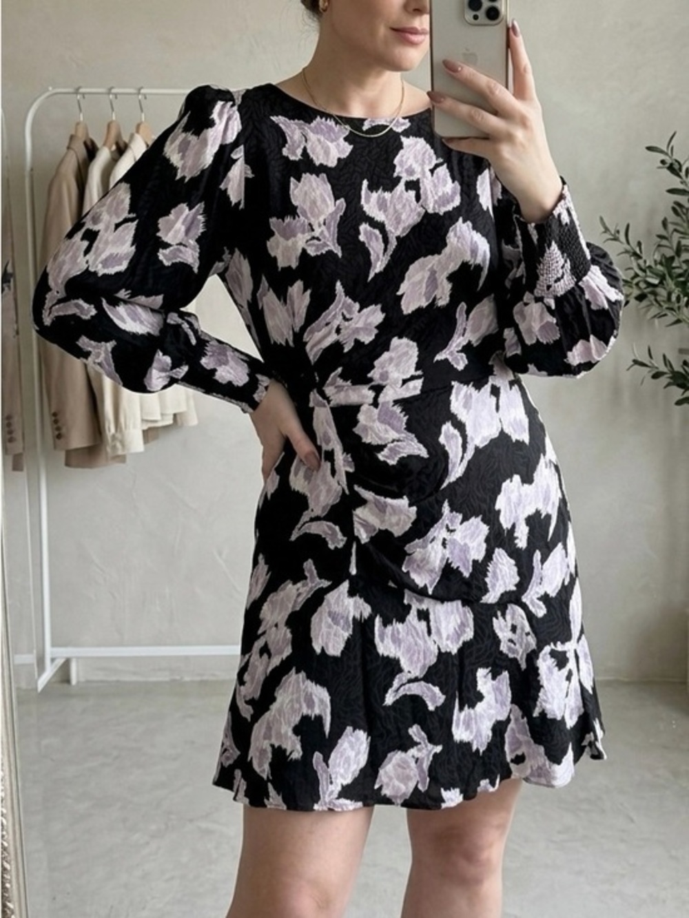 REBECCA TAYLOR Ikat Blossom Silk Jacquard Ruched Mini Dress
